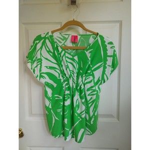 Target Lilly Pulitzer Girls Large 10-12 Top Short Short Sleeve Green White